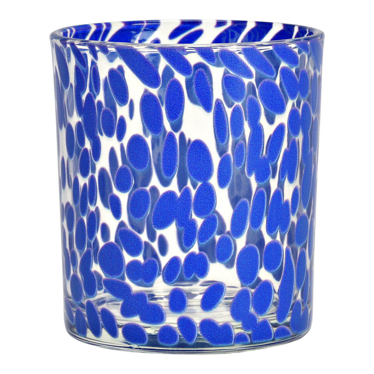 Windlicht mit Punkten aus Glas, Blau (B/H/T) 9x10x9cm Windlicht mit Punkten aus Glas, Blau (B/H/T) 9x10x9cm