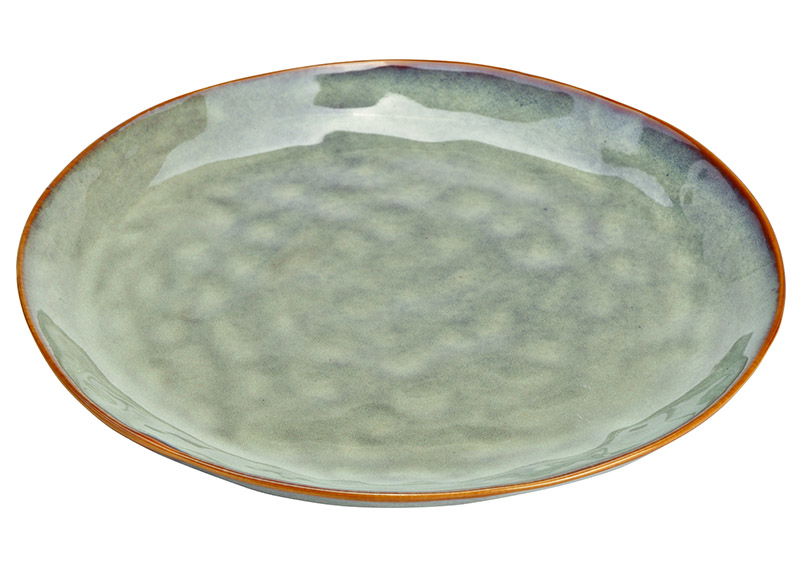 Stoneware plate green (W/H/D) 26x2x26cm