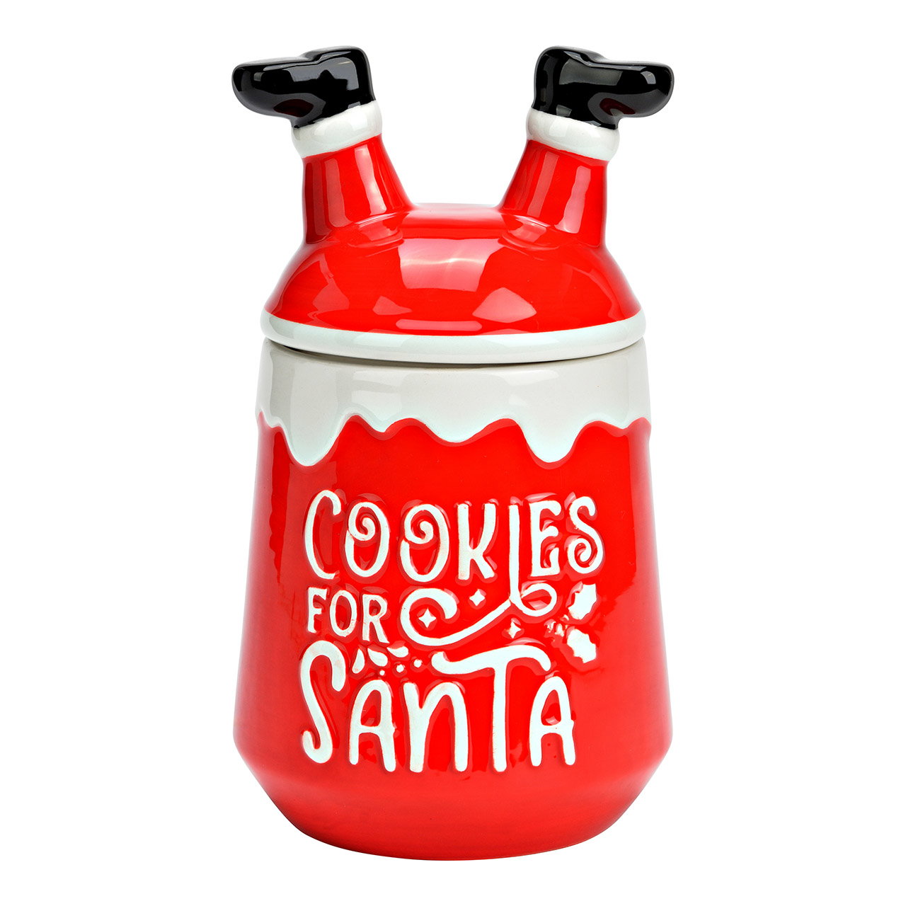 Dose "Cookies for Santa" aus Keramik, Rot (B/H/T) 12x21x12cm Dose "Cookies for Santa" aus Keramik, Rot (B/H/T) 12x21x12cm