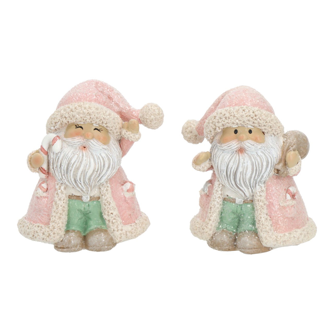 Père Noël avec cadeau en poly rose/rose 2 fois assorti (L/H/P) 6x7x5cm Figur, Puppe, Spielzeug