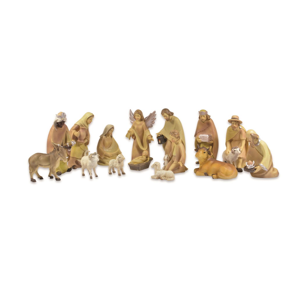 Personnages de crèche modernes. Aspect bois. 15 pièces. 12-15 cm Figur, Person