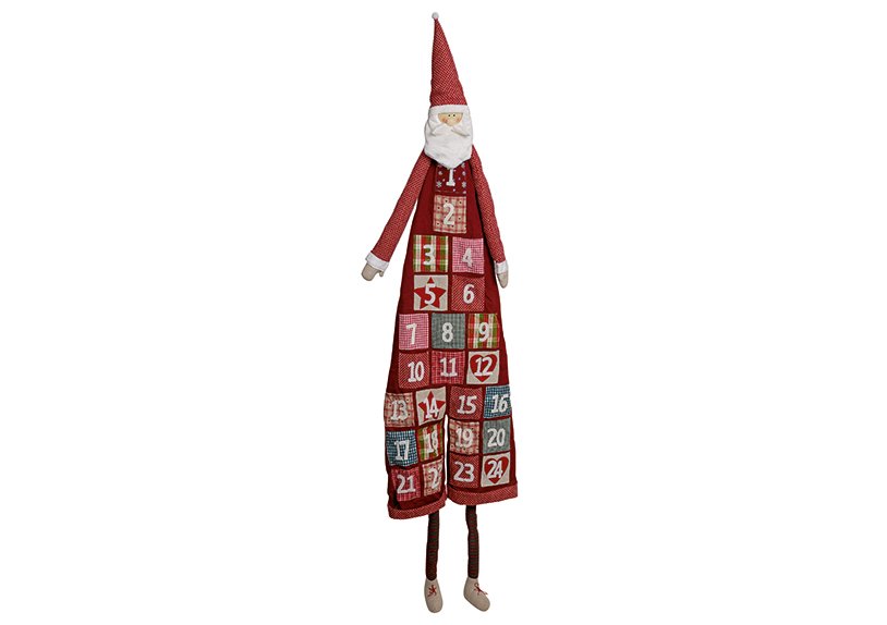 Adventskalender, Kerstman van pluche en textiel, 180 cm