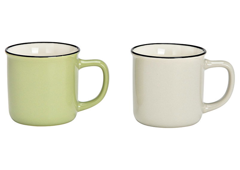 Mug porcelain green 2-fold, (W/H/D) 12x8x9cm 330ml