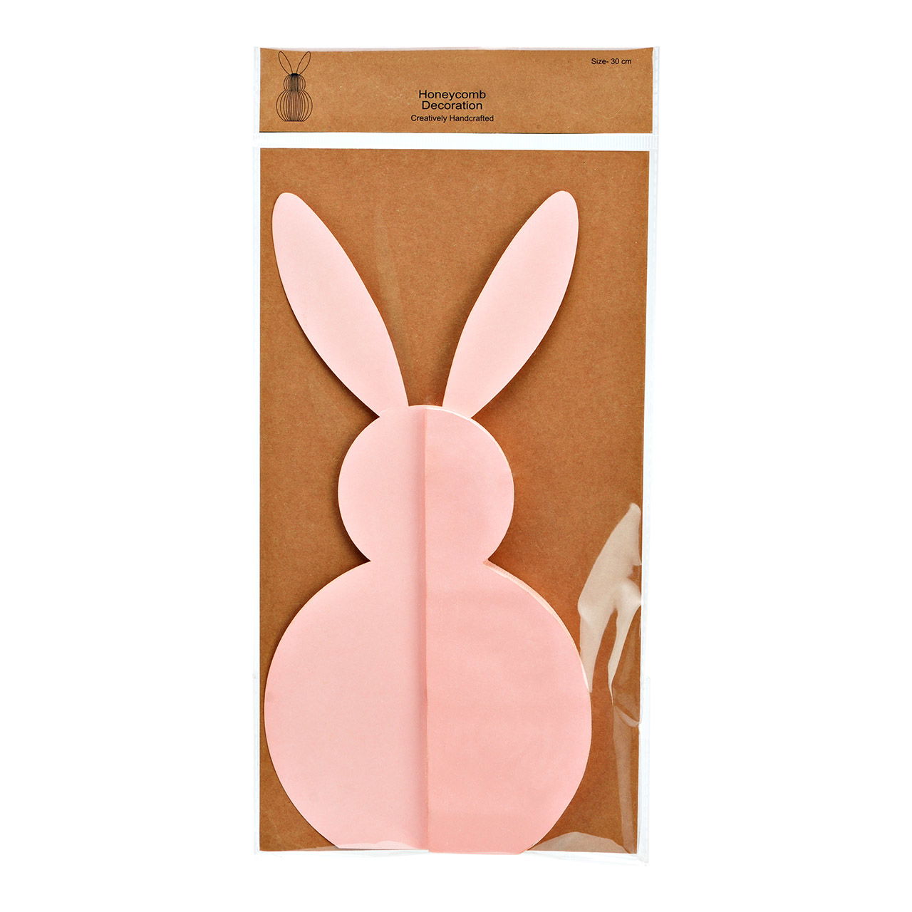 Lapin Honeycomb en papier/carton rose (L/H/P) 16x30x16cm