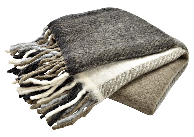 Couvre-lit à carreaux en textile gris (L/H/P) 130x170x1cm