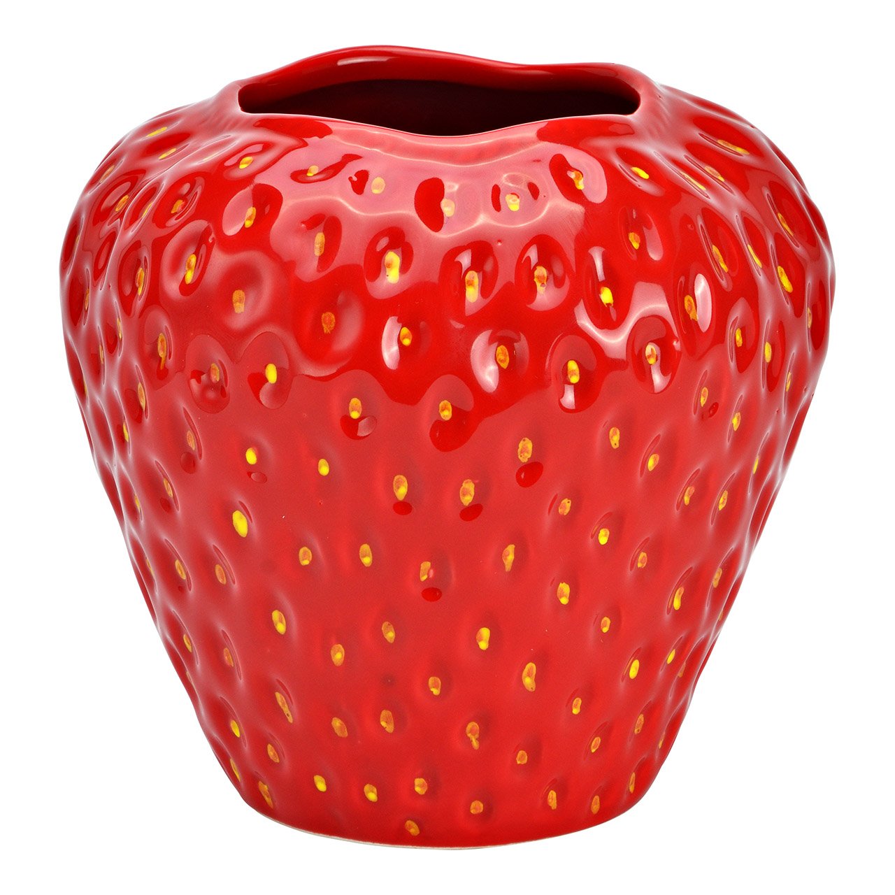 Vase fraise en céramique rouge (L/H/P) 16x17x17cm