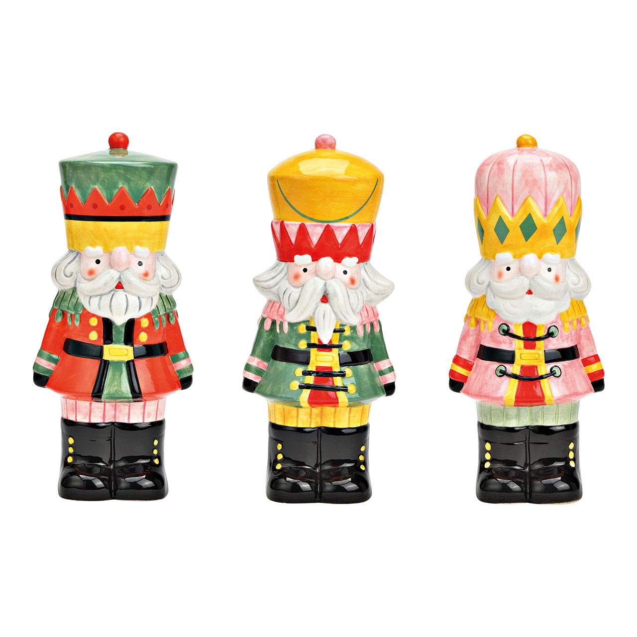 Nutcracker figurine made of ceramic colorful 3-fold, (W/H/D) 11x25x9cm