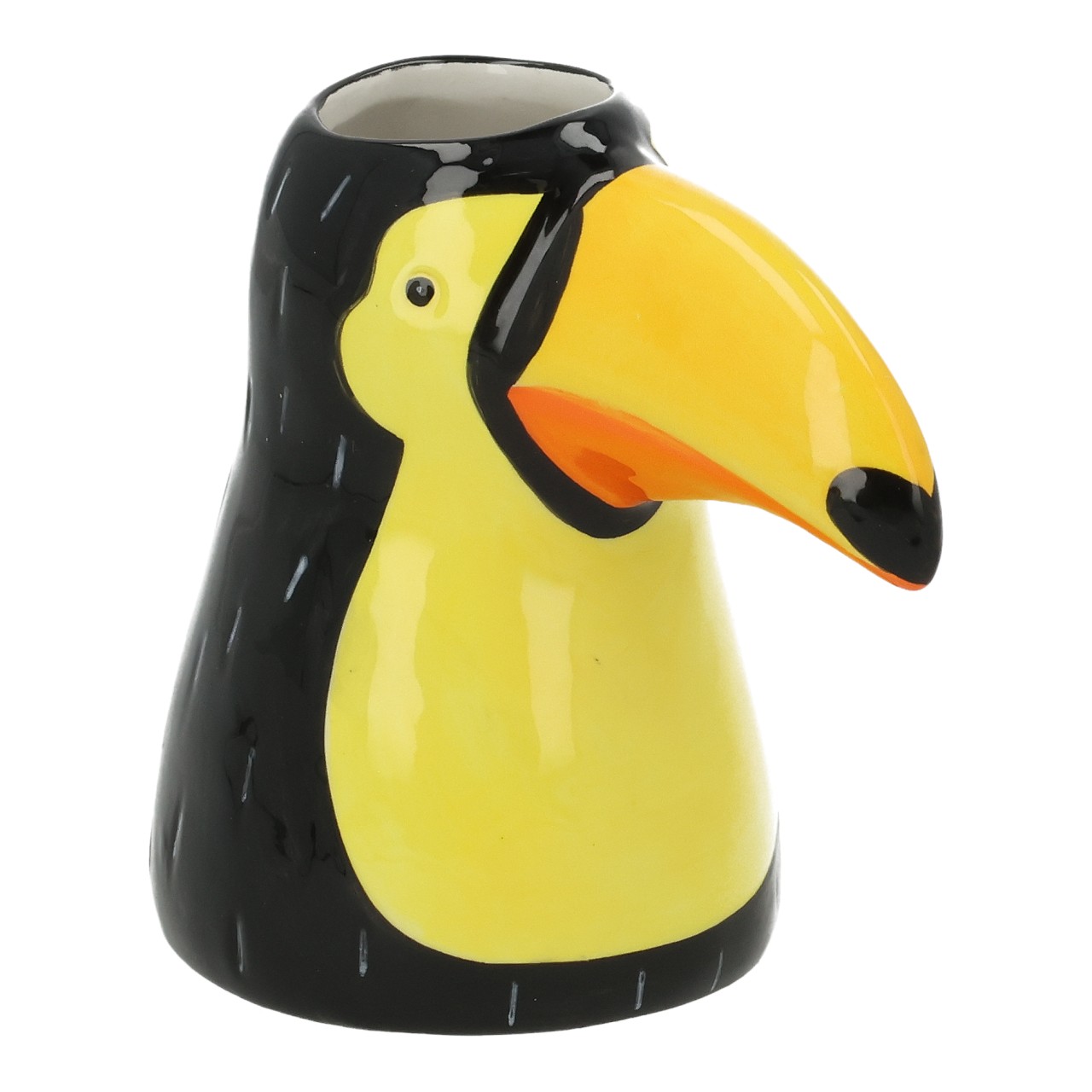 Vaso “Tucano” in ceramica nera (L/A/P) 11x10x7 cm Pinguin-Figur, Tukan-Topf, Dekorationsobjekt, Küchenzubehör, Kunststofffigur