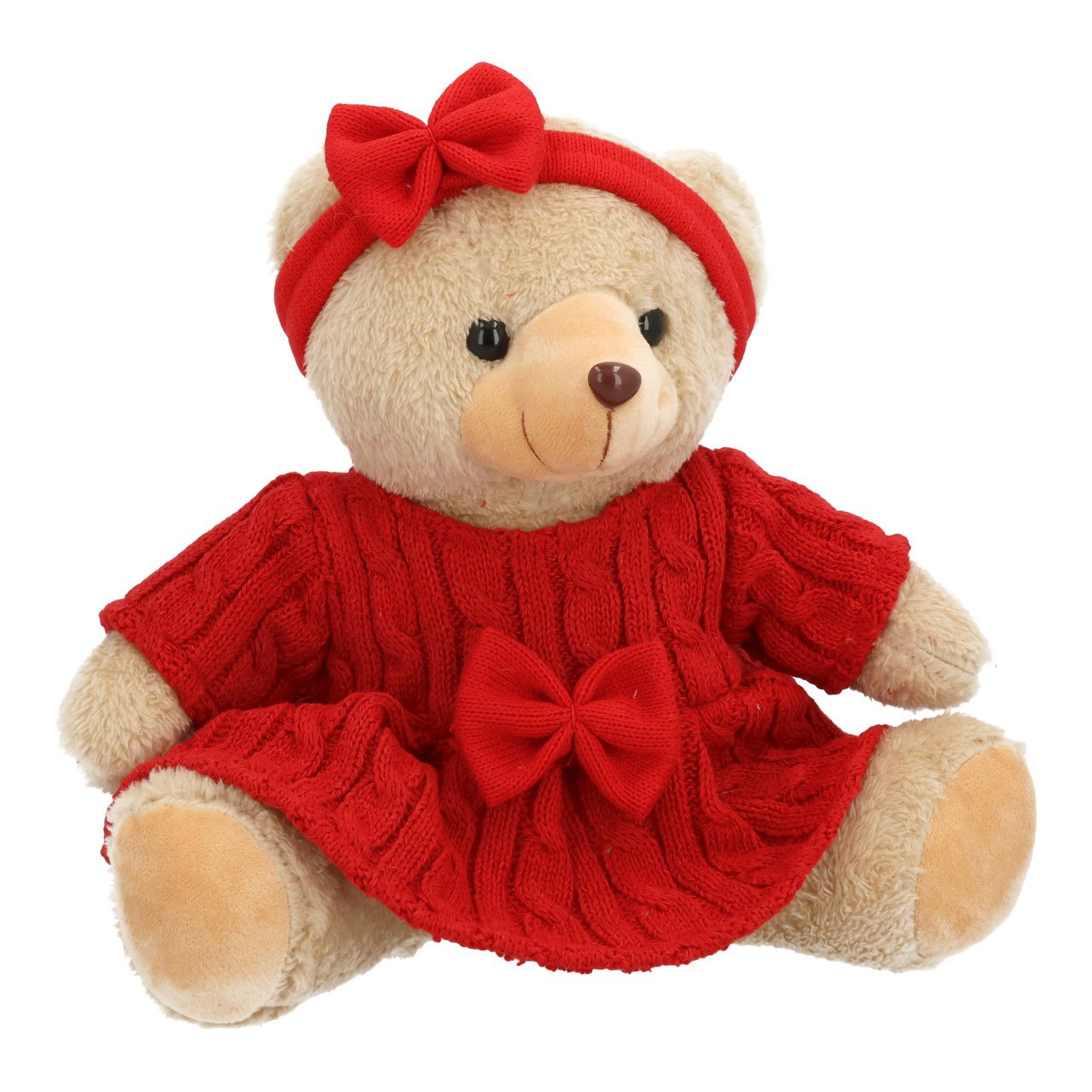 Bär mit Kleid, Schleife aus Plüsch Braun (B/H/T) 30x28x24cm Spielzeug, Teddybär