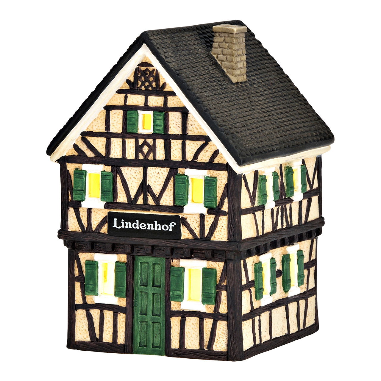 Lichthuisje Lindenhof van porselein kleurrijk (B/H/D) 11x17x12cm