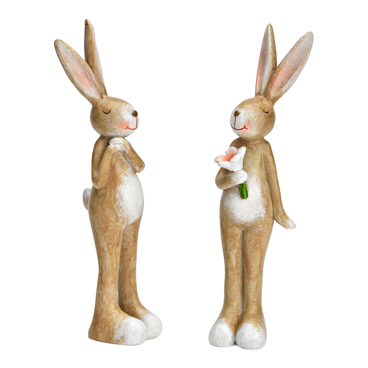 Lapin en poly beige 2 fois, (L/H/P) 4x19x4cm