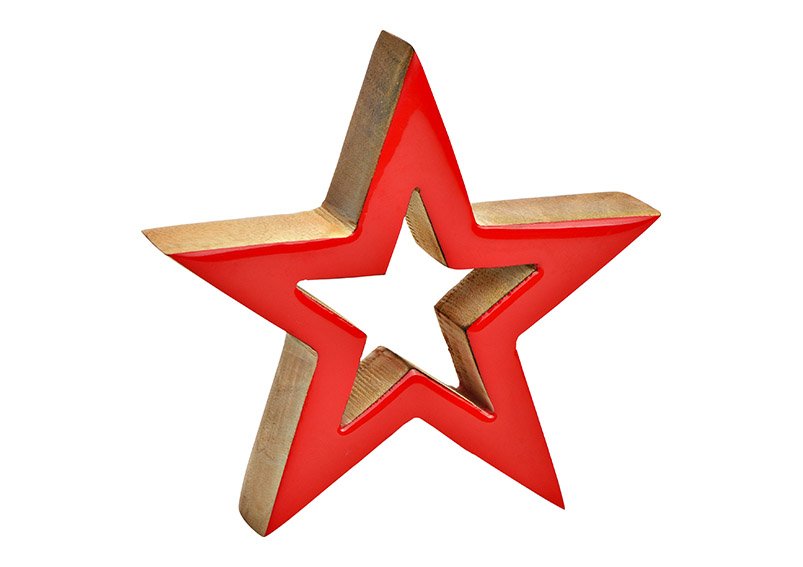 Stand star mango wood red (W/H/D) 15x15x3cm
