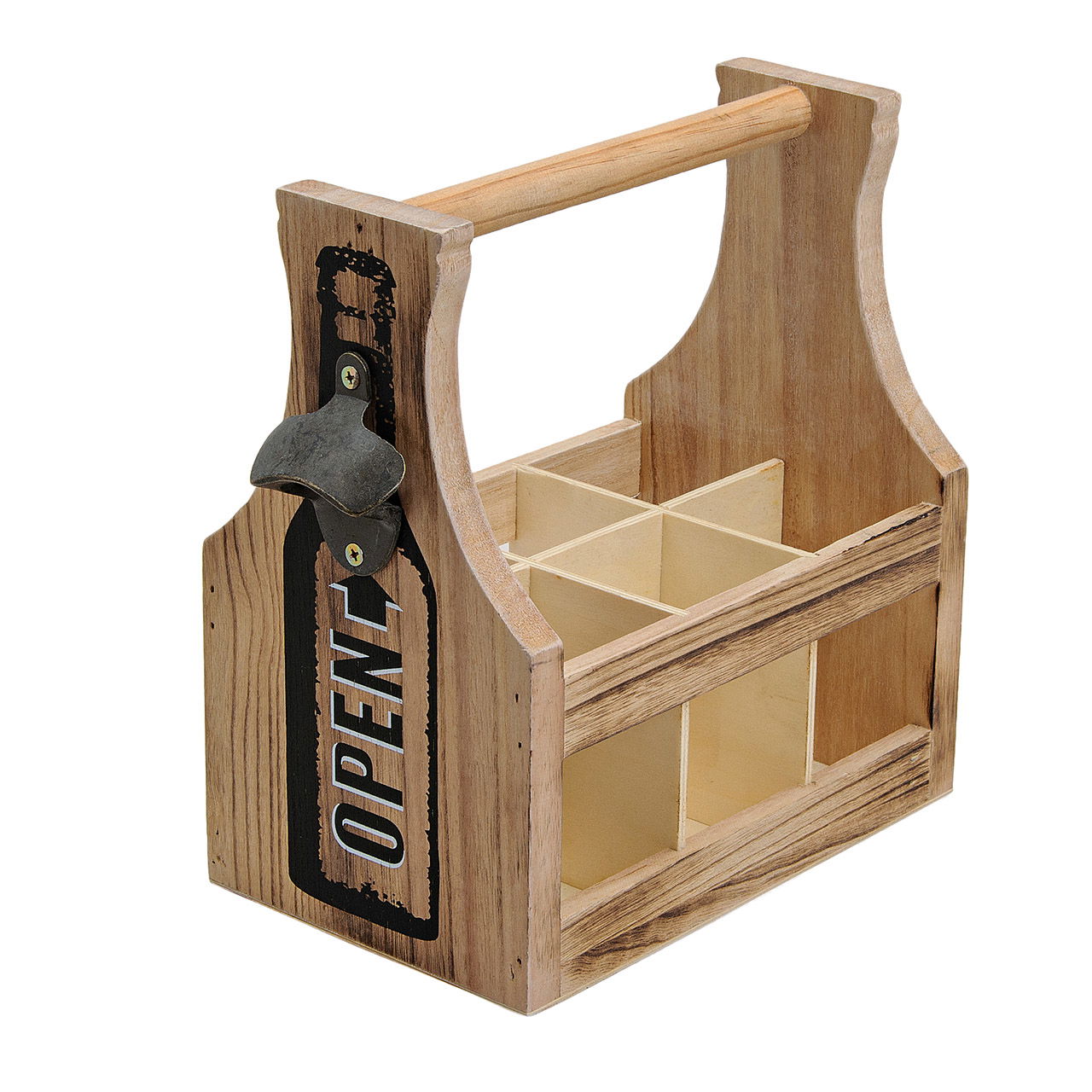 Flaschenbox für 6 Flaschen 0,33 l, aus Holz/Metall, B29 x T17 x H28 cm Flaschenbox für 6 Flaschen 0,33 l, aus Holz/Metall, B29 x T17 x H28 cm