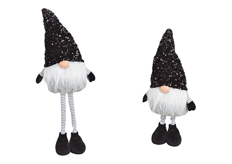 Gnome with telescopic legs made of textile gray, black (w / h / d) 22x52 / 75x14cm