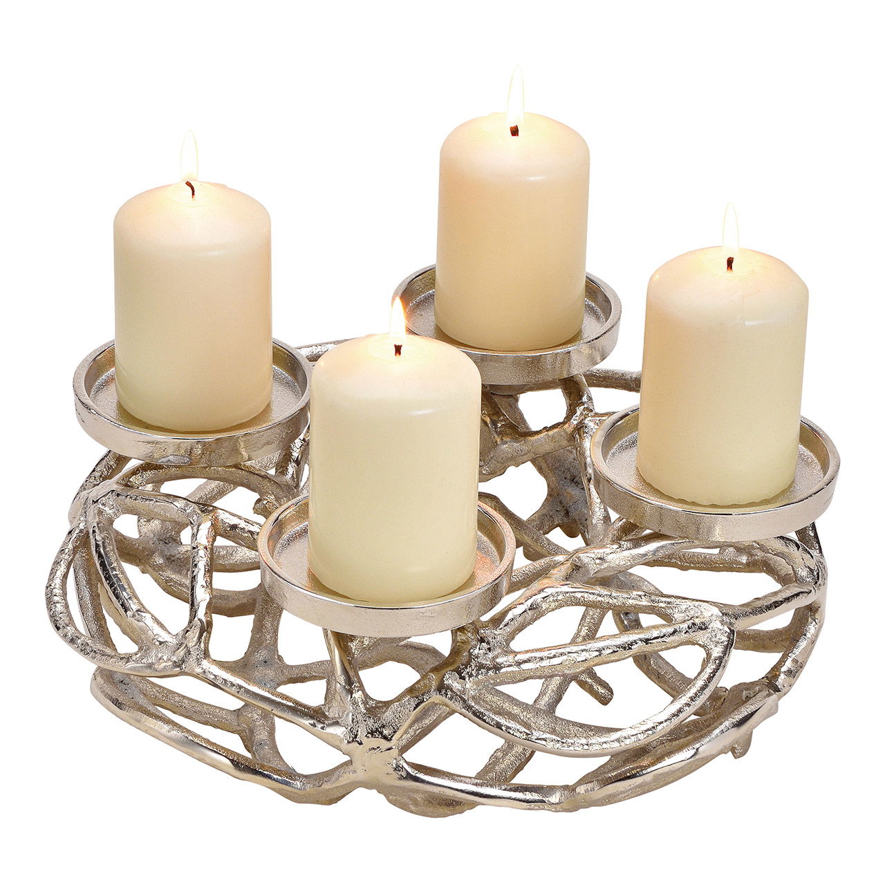 Adventskranz aus Metall, Silber (B/H/T) 30x11x30cm Adventskranz aus Metall, Silber (B/H/T) 30x11x30cm