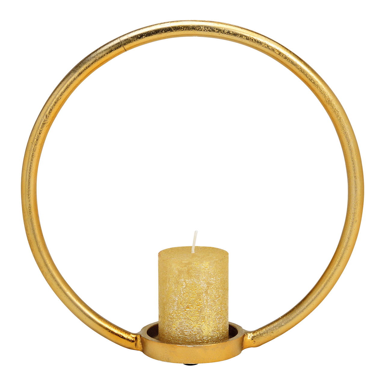 Candelabro circular de metal dorado (A/A/P) 32x32x10cm