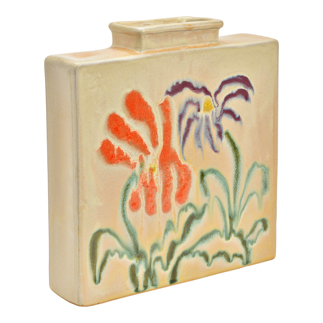 Vase flower decor made of stoneware, beige (W/H/D) 24x26x6cm Vase flower decor made of stoneware, beige (W/H/D) 24x26x6cm