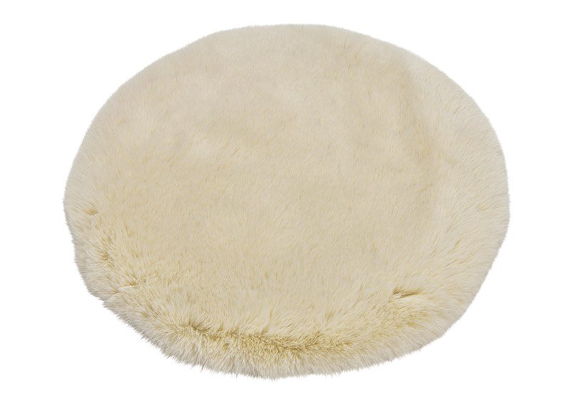 Seat cover polyester faux fur ivory Ø34cm