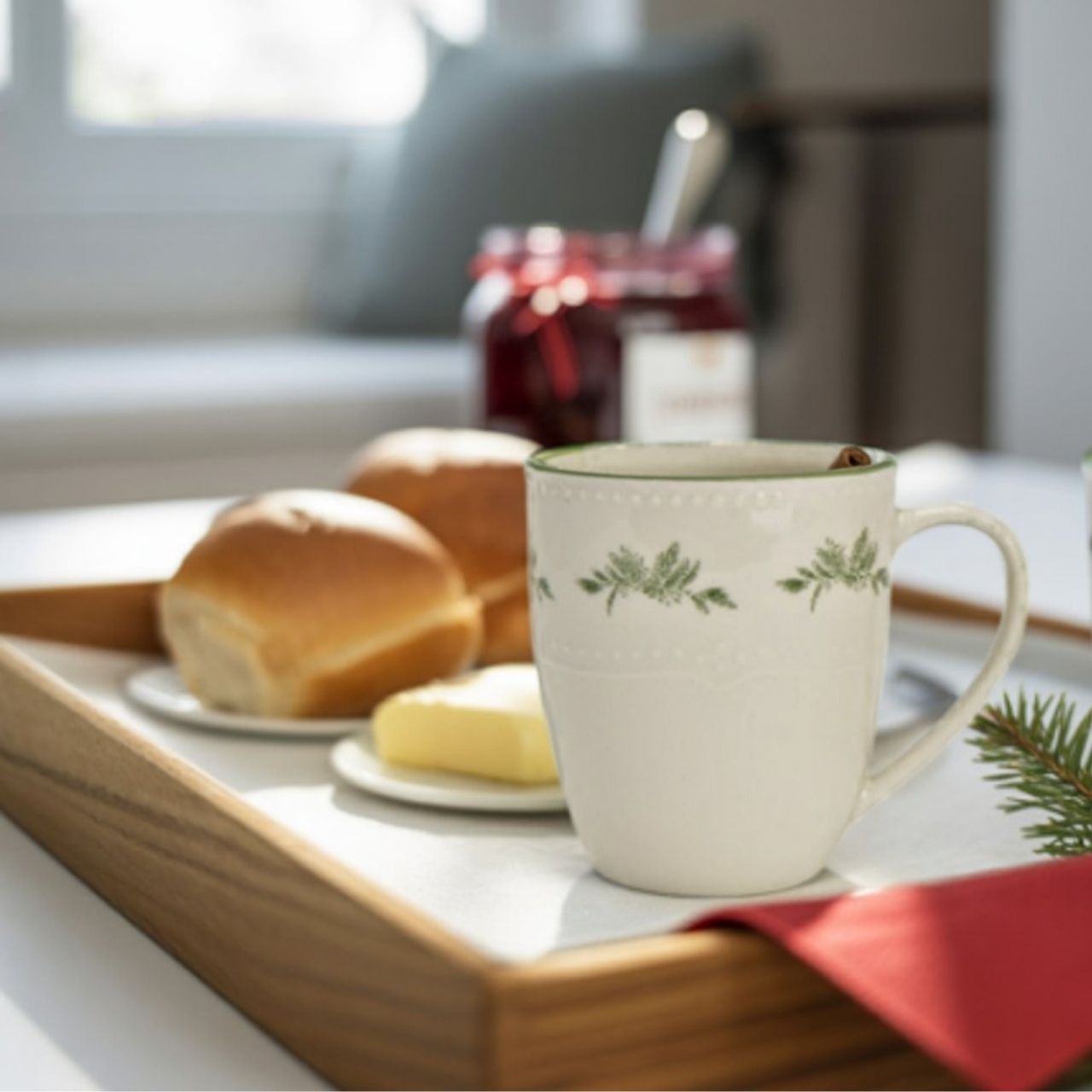 Mug Christmas branch decor made of porcelain, 2-fold, white (W/H/D) 12x11x9cm 390ml Mug Christmas branch decor made of porcelain, 2-fold, white (W/H/D) 12x11x9cm 390ml