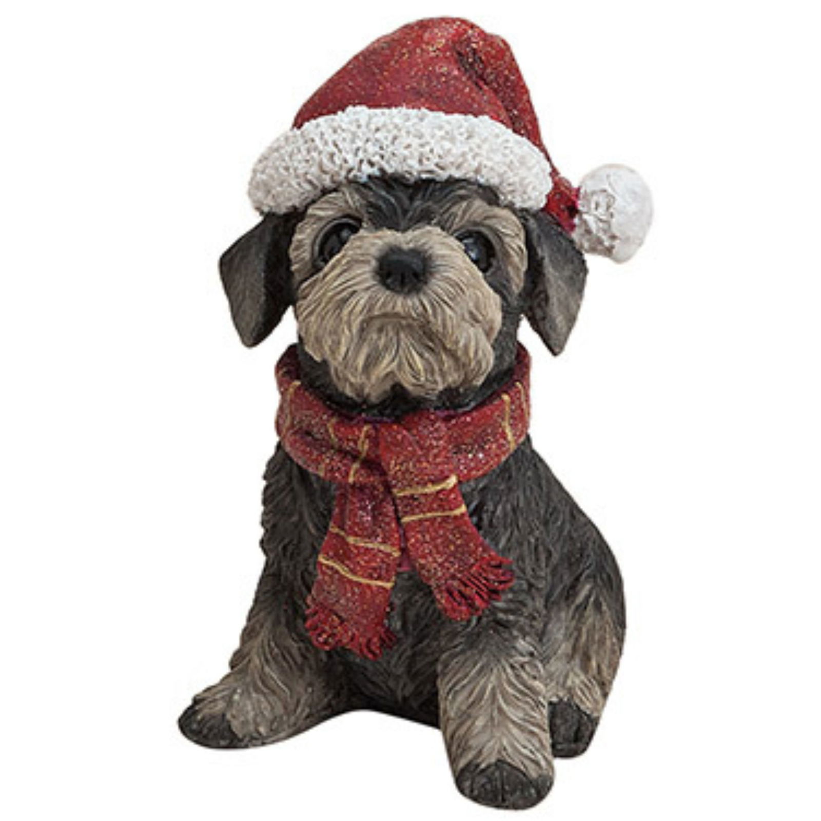 Hund mit Weihnachtsmütze aus Poly, 4-fach sortiert (B/H/T) 13x16x8 cm Bekleidung, Hut