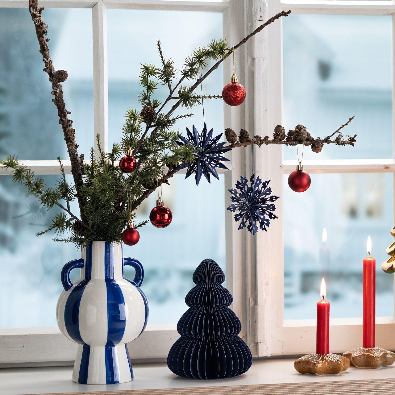 Adornos de Navidad de plástico, lote de 111, rojo Ø3/4/6cm (A/A/P) 36x23x12cm Fenster, Fensterbank