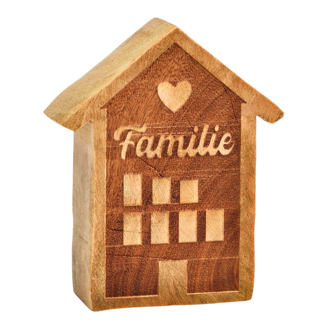 Casetta familiare in legno di mango naturale (L/H/D) 11x13x4cm Casetta familiare in legno di mango naturale (L/H/D) 11x13x4cm