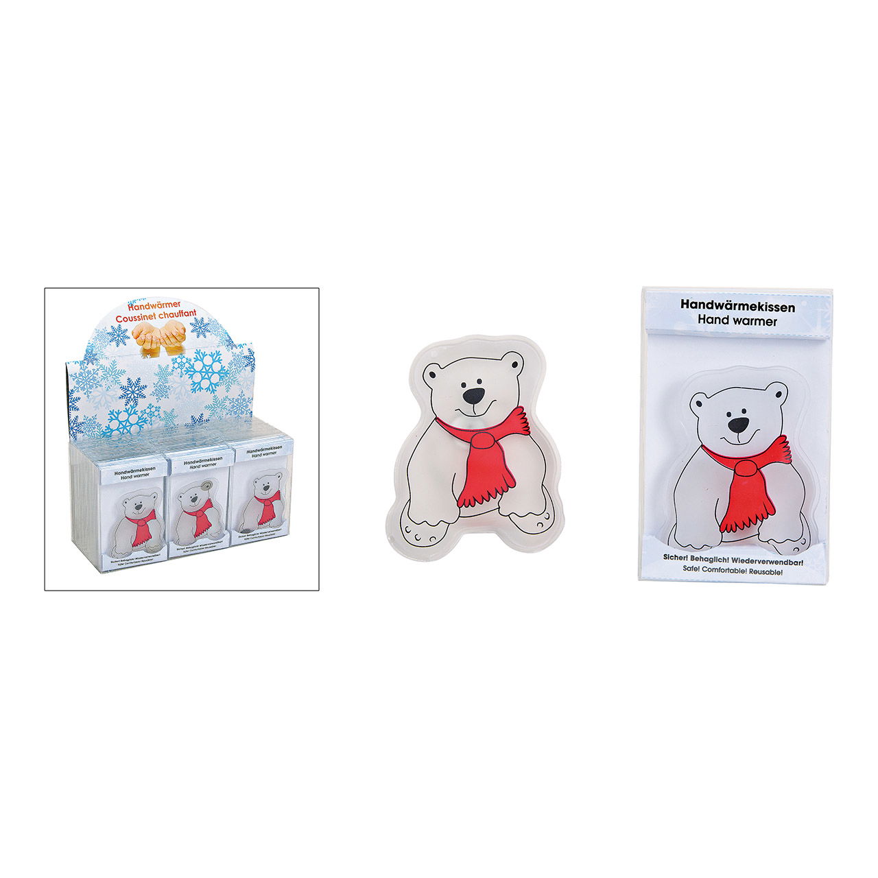 Réchauffeur de poche ours polaire en plastique blanc (L/H/P) 9x10x1cm