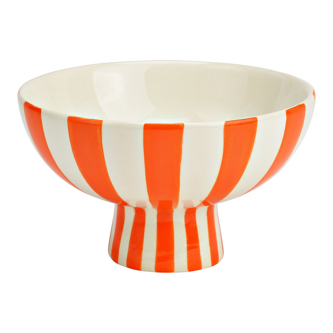 Bol décoratif rayé en céramique, orange/blanc (L/H/P) 17x10x17cm Bol décoratif rayé en céramique, orange/blanc (L/H/P) 17x10x17cm