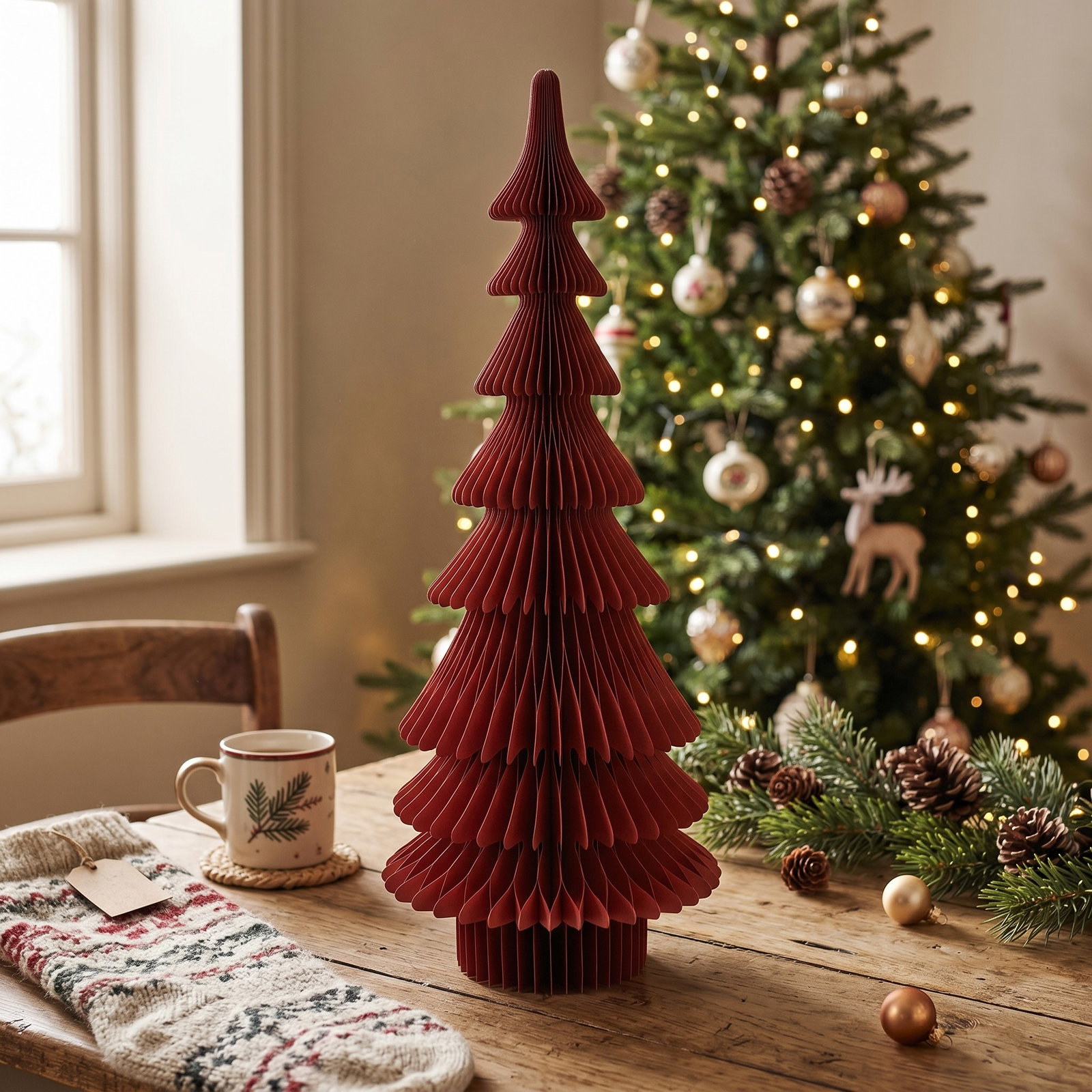 Weihnachtsbaum, Papierbaum, Rot, Kunststoffpapier, Deko