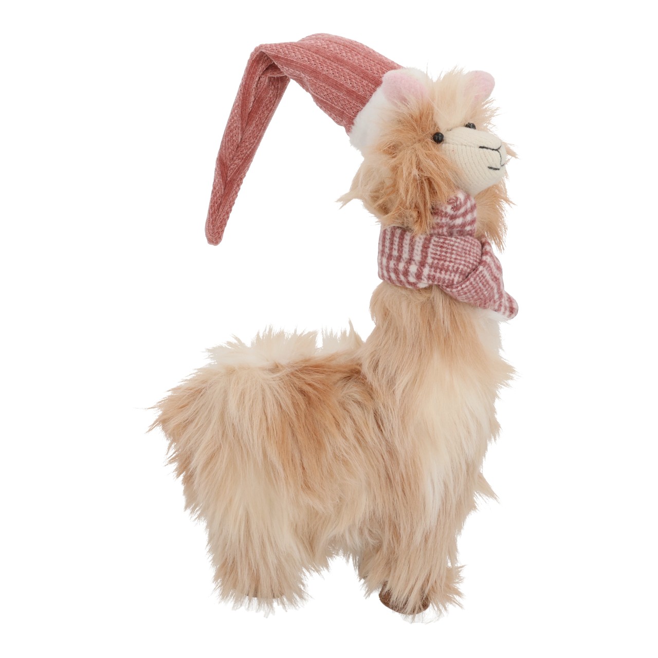 Lama mit Mütze und Schal aus Textil Pink/Rosa (B/H/T) 20x35x10cm Lama, Spielzeug, Samtfell, Schal, Handtaschenanhänger
