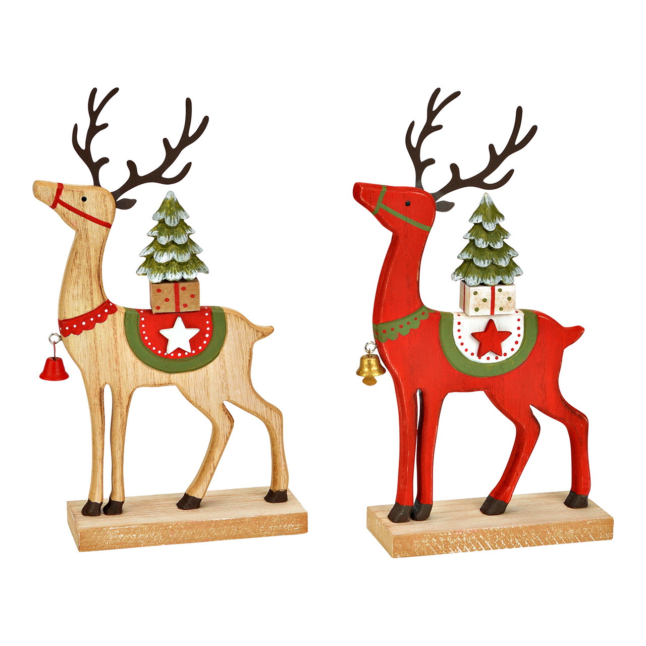 Adorno navideño ciervo de madera/metal, 2 pliegues, rojo/naturaleza (An/Al/Fo) 14x24x5cm Adorno navideño ciervo de madera/metal, 2 pliegues, rojo/naturaleza (An/Al/Fo) 14x24x5cm