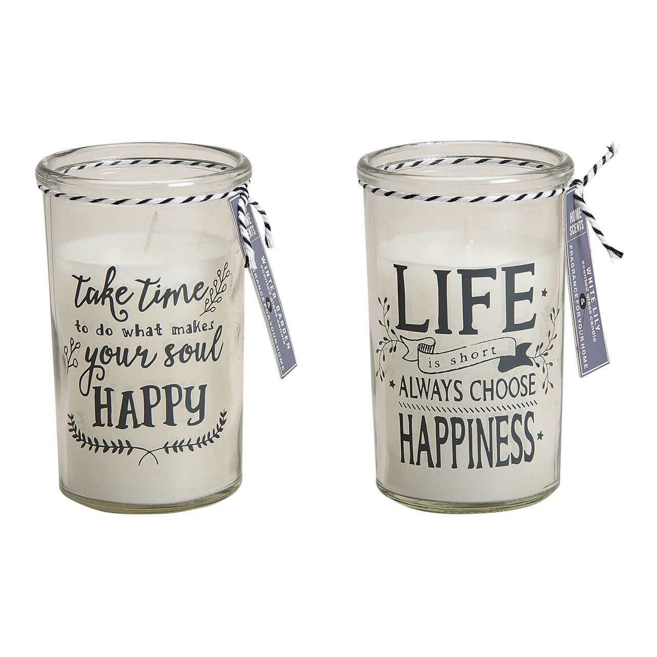 Windlicht aus Glas mit Duftkerze Happy/Happiness Windlicht aus Glas mit Duftkerze Happy/Happiness