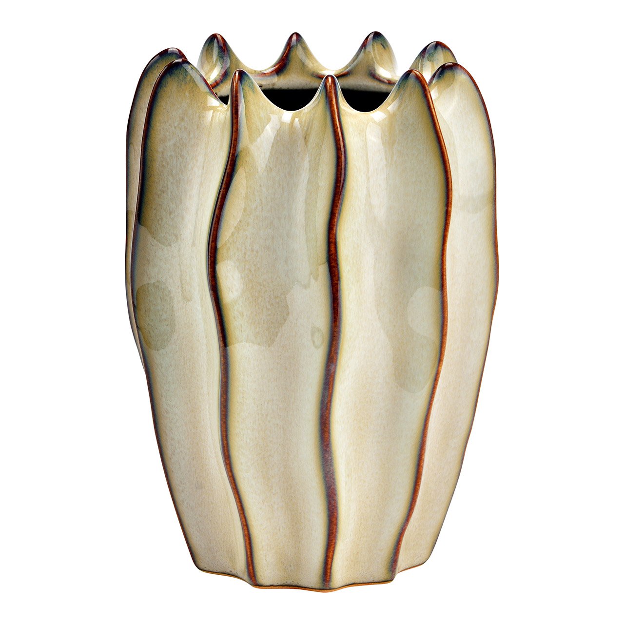 Jarrón de cerámica beige (A/A/P) 12x17x12cm