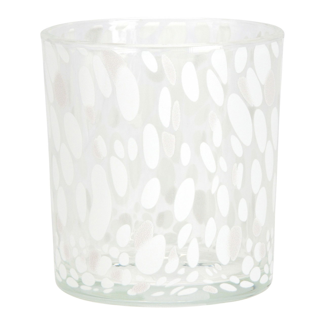 Windlicht mit Punkten aus Glas, Weiß (B/H/T) 7x8x7cm Windlicht mit Punkten aus Glas, Weiß (B/H/T) 7x8x7cm