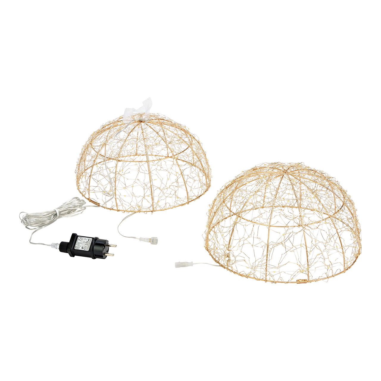 Sfera luminosa 400 Micro LED in metallo/plastica, bianco caldo Ø30cm con timer 6/18, IP 44, cavo 5m per interni/esterni
