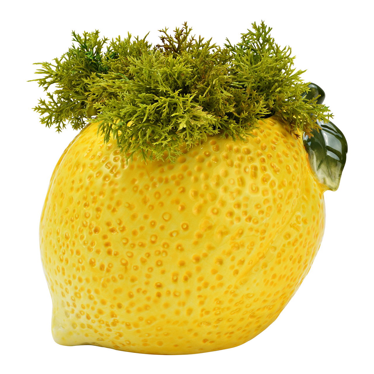 Lemon ceramic flower pot, yellow (W/H/D) 15x13x12cm