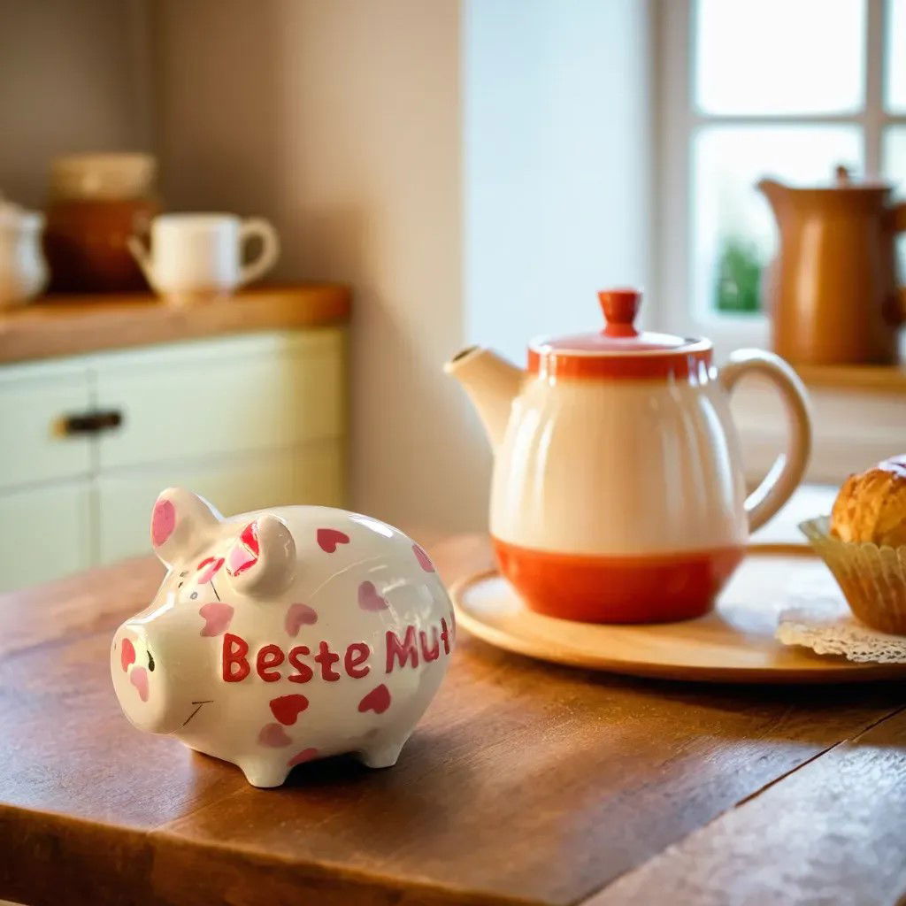 KCG Sparschwein "Beste Mutti" aus Keramik, Weiß/Rot (B/H/T) 12,5x9x9cm Kleinschwein KCG Sparschwein "Beste Mutti" aus Keramik, Weiß/Rot (B/H/T) 12,5x9x9cm Kleinschwein