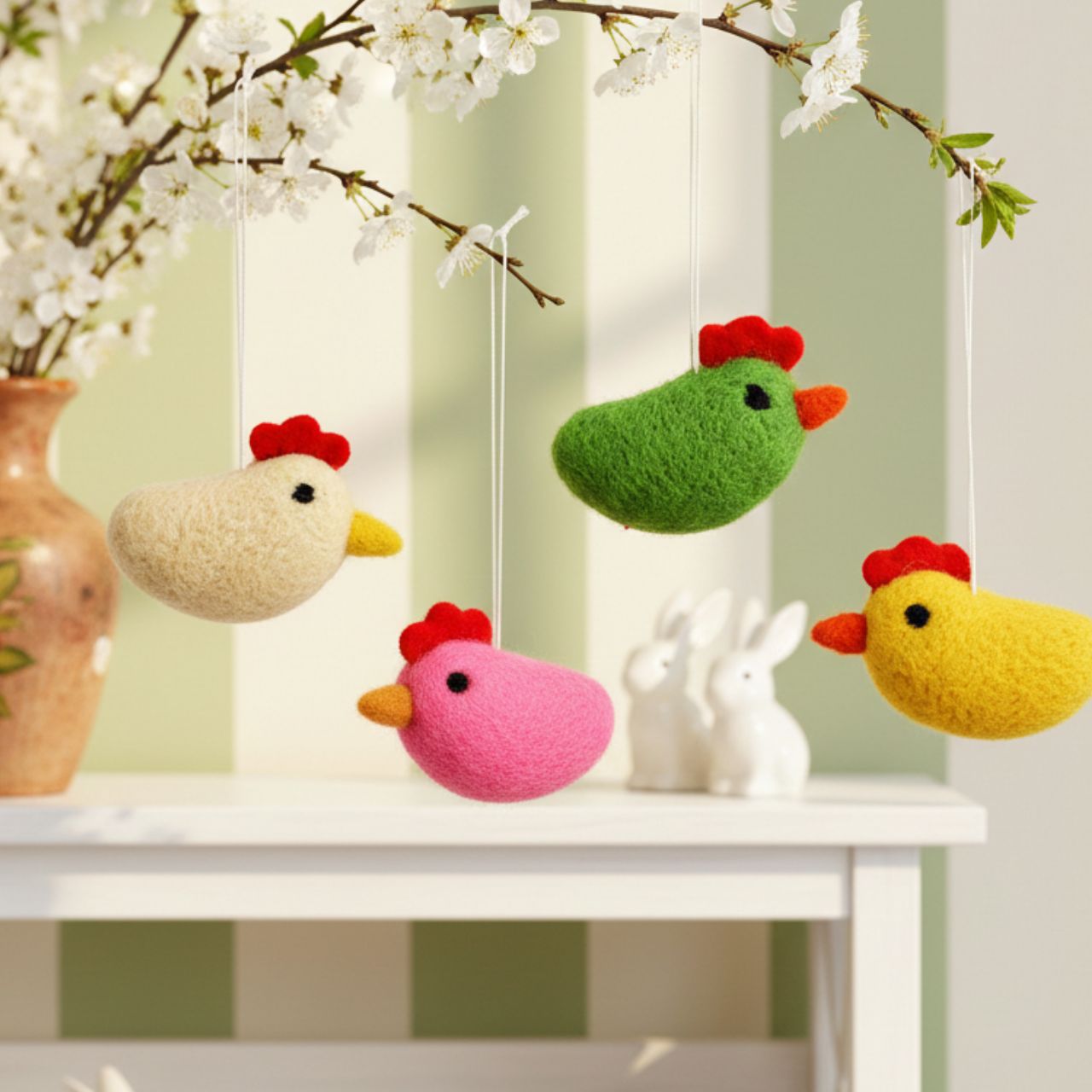 Hanger kip gemaakt van textiel kleurrijk 4-voudig, (B/H/D) 6x4x2cm