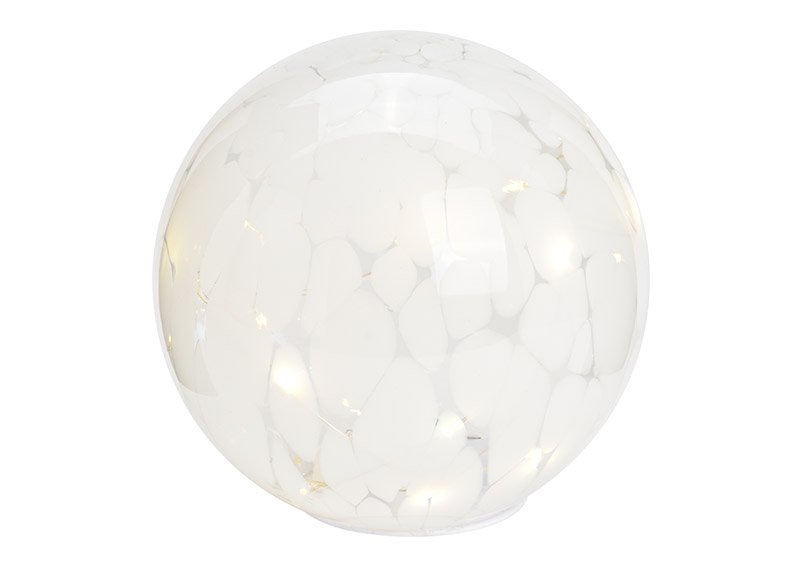 Boule lumineuse avec 15 LED, avec minuterie 8/16 en verre blanc Ø18cm