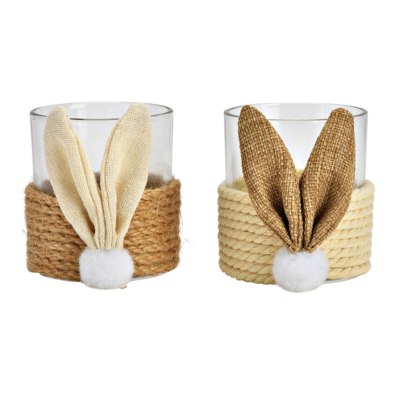 Wind light rabbit decor made of glass/jute/textile, 2-fold, brown/white (W/H/D) 7x8x7cm Wind light rabbit decor made of glass/jute/textile, 2-fold, brown/white (W/H/D) 7x8x7cm