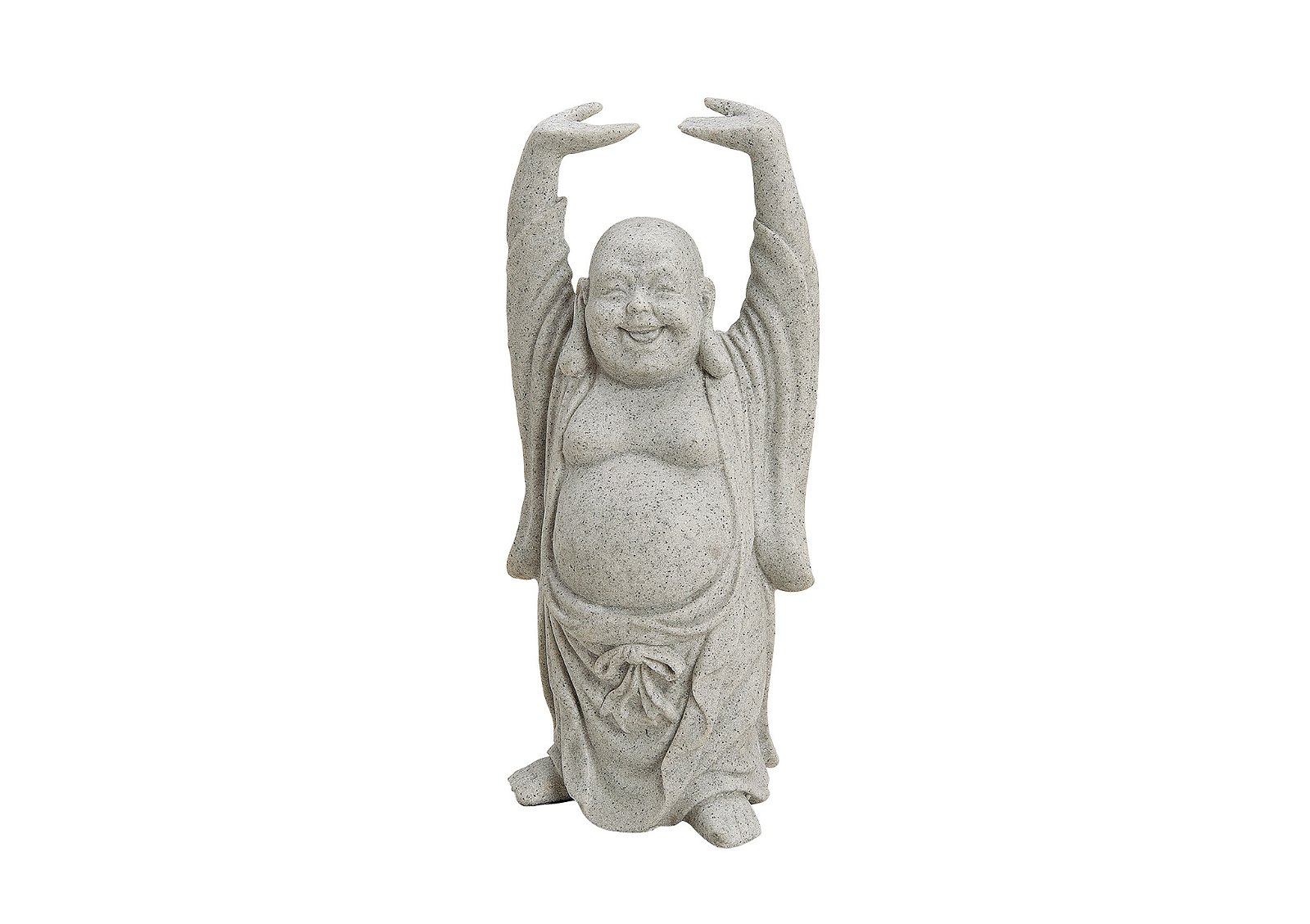 Bouddha debout gris en poly, 16 cm
