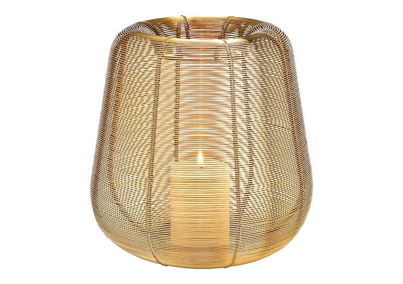 Metal lantern gold (W/H/D) 23x26x23cm