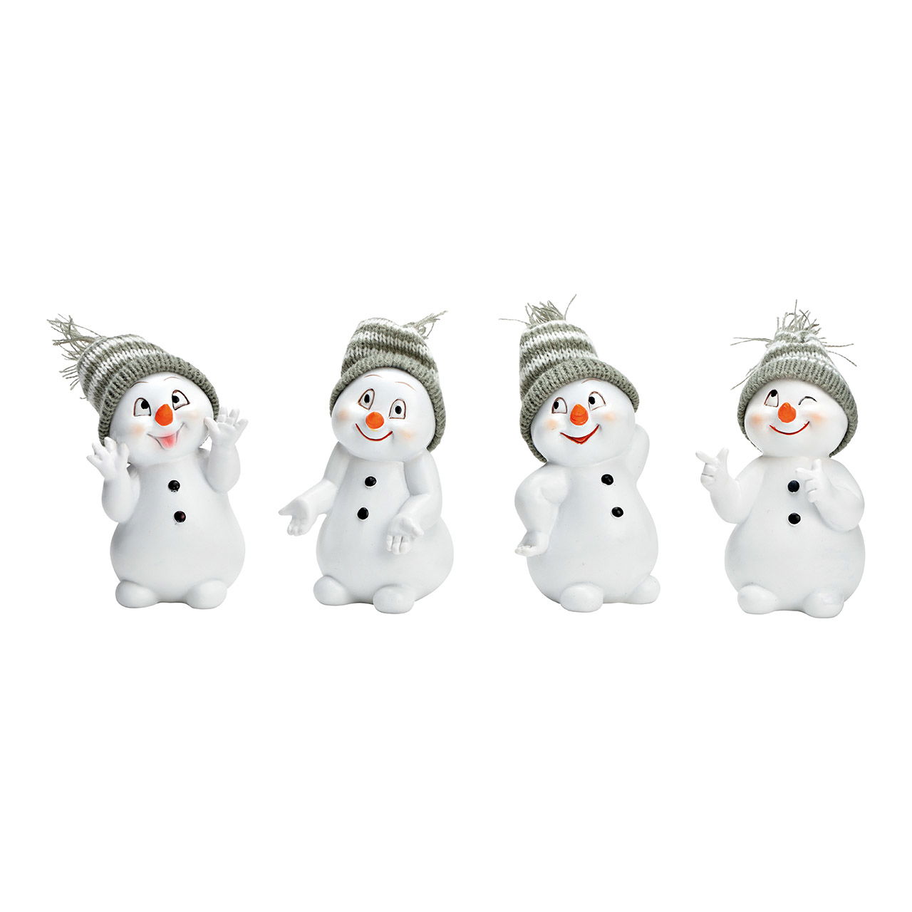 Decorative snowman made of poly, white, 4-fold, (W/H/D) Ø 8x14 cm