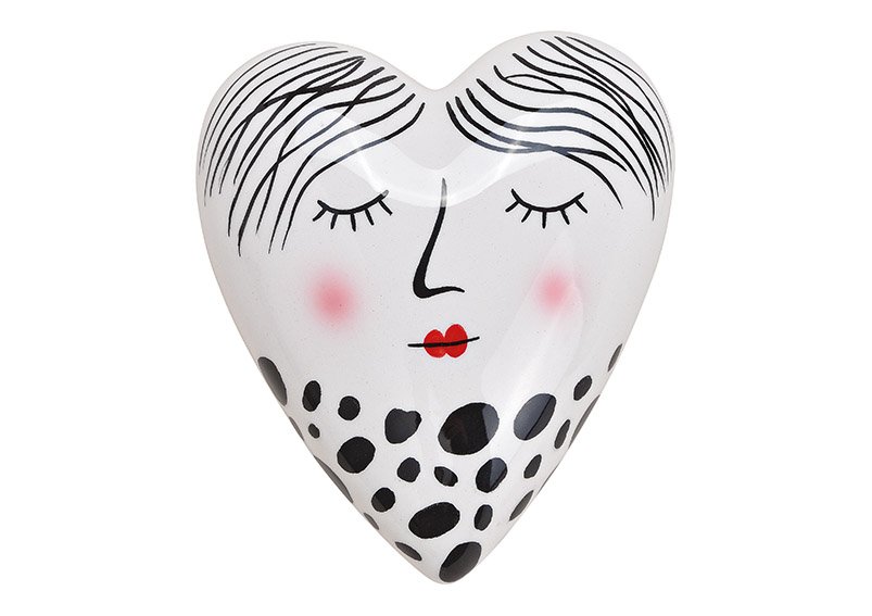 Femme cœur en céramique Noir, blanc (L/H/P) 8x4x10cm