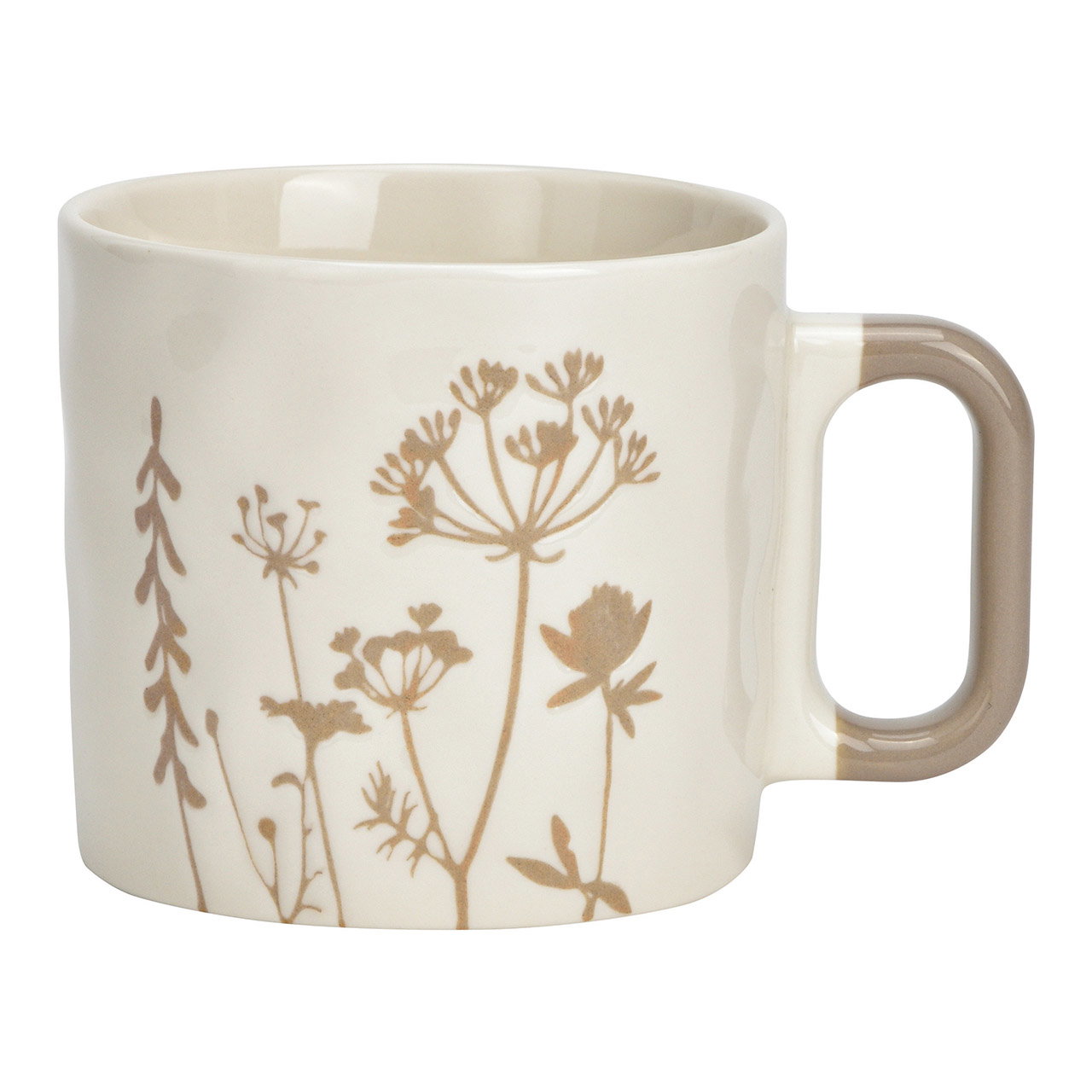 Taza decoración flor de porcelana blanca (A/A/P) 13x9x9cm 435ml
