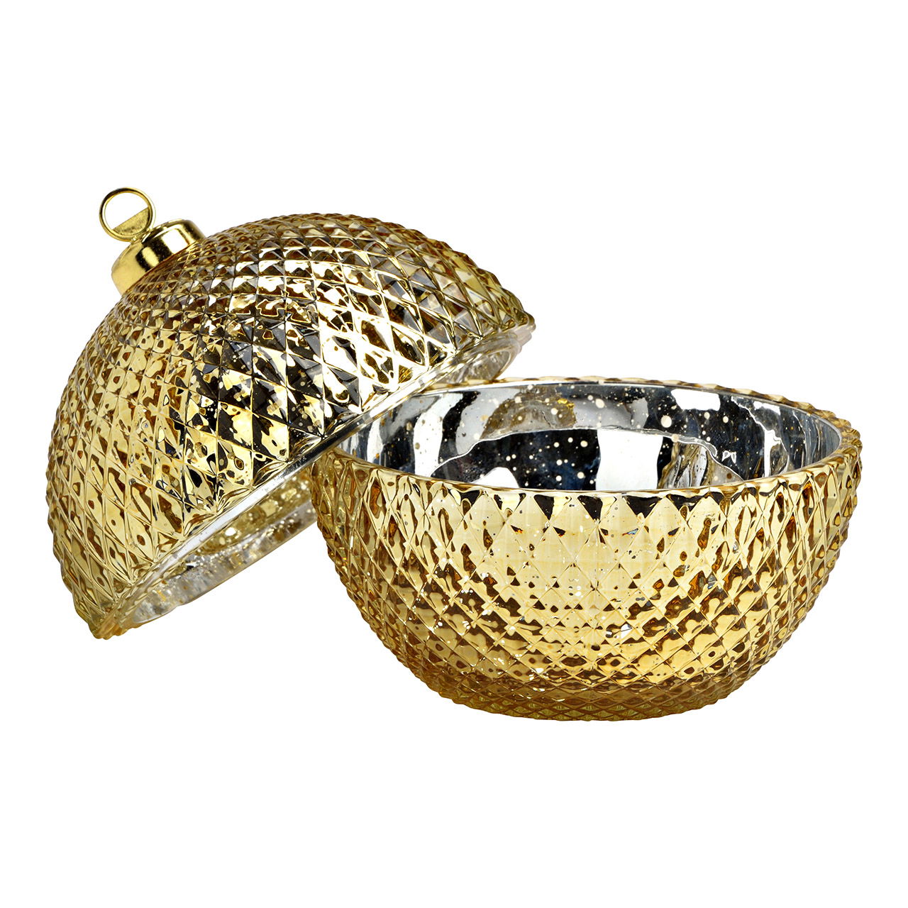 Glass Christmas bauble jar, gold (W/H/D) 13x15x13cm Glass Christmas bauble jar, gold (W/H/D) 13x15x13cm