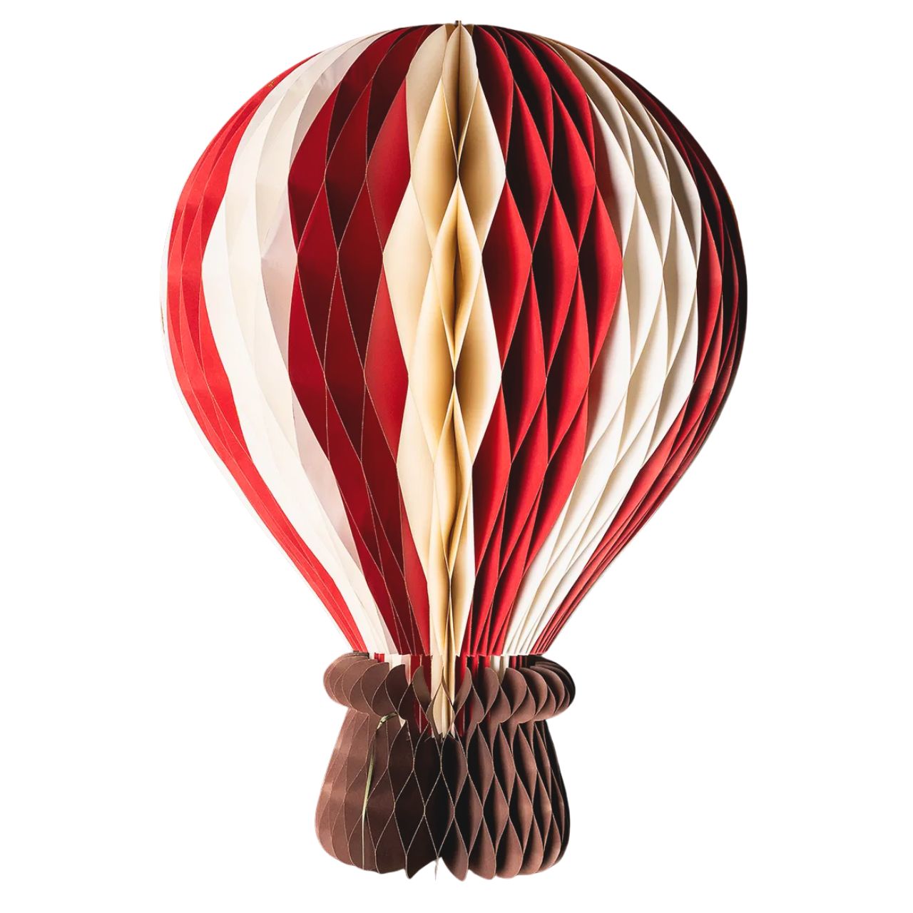 Hänger Heißluftballon Honeycomb aus Papier/Pappe Rot (B/H/T) 60x98x60cm Flugzeug, Heißluftballon, Transport, Fahrzeug, Ballon, paper, laterne, hängend, deko, rot-braun