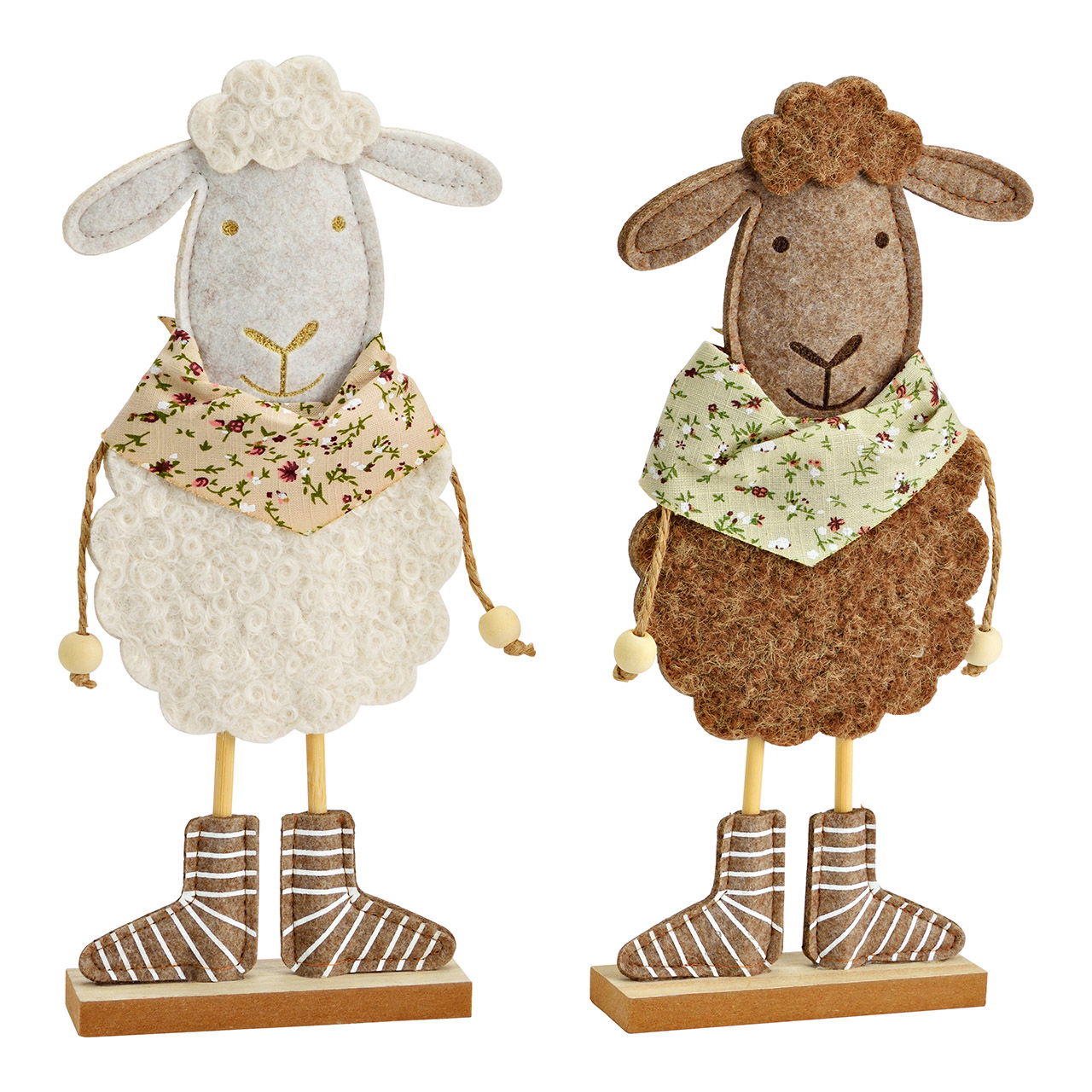 Schaf mit Halstuch aus Filz, 2-fach, Braun/Weiß (B/H/T) 13x30x4cm Plüsch, Spielzeug