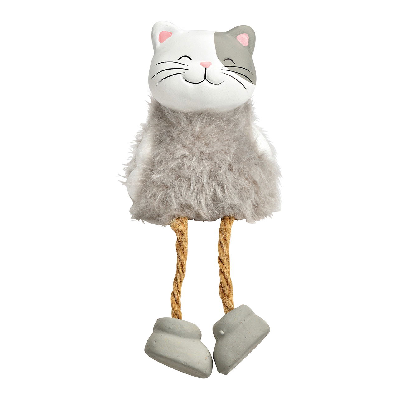 Kantenhocker Katze aus Ton grau (B/H/T) 6x7x6cm Kantenhocker Katze aus Ton grau (B/H/T) 6x7x6cm