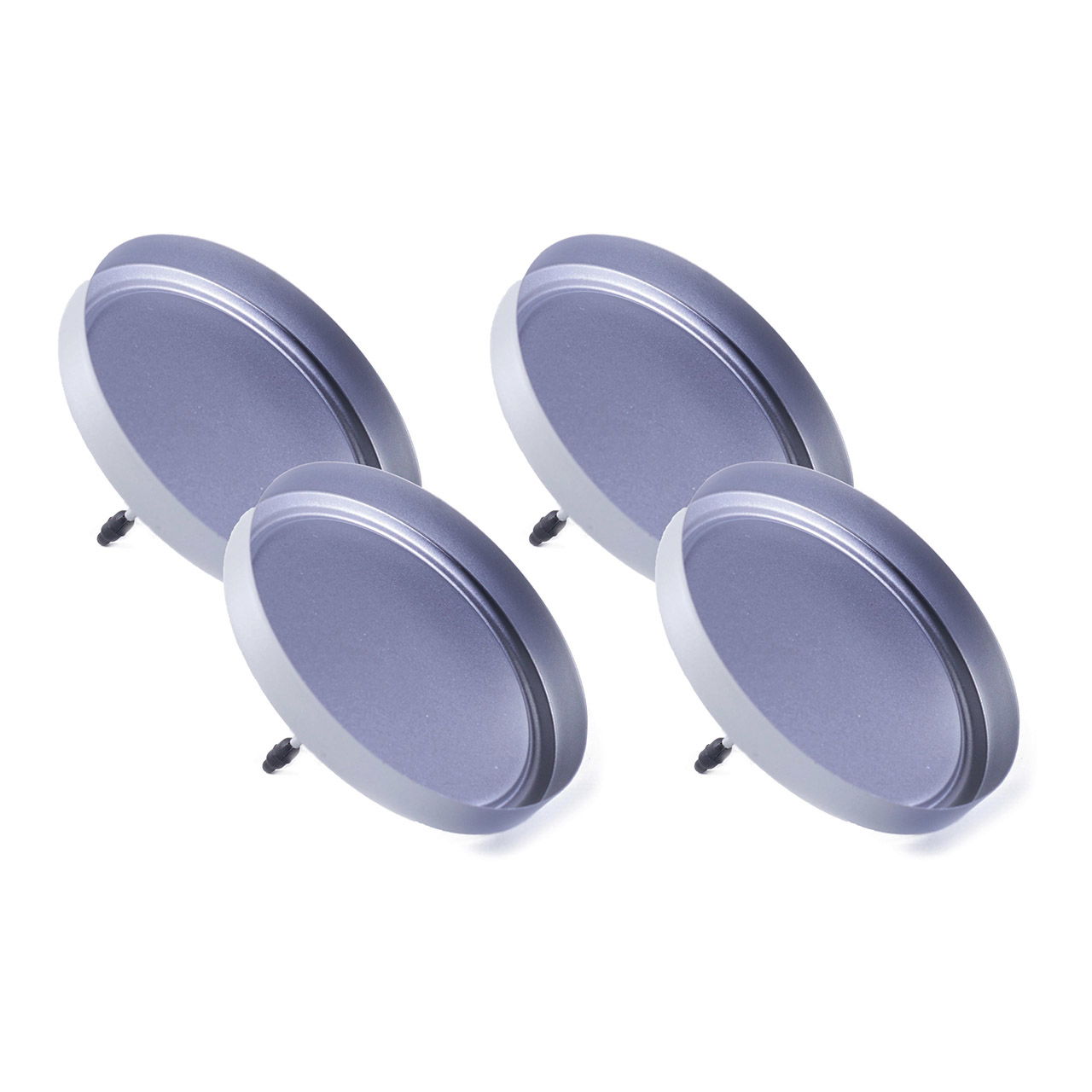 Set de Portavelas / Tapones 4pcs Metal Plata Para Velas 80mm Diámetro